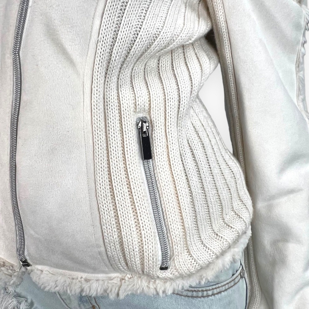 SUGARFLY White Faux Suede and Faux Fur Lined‎ Jacket S - Picture 9 of 13